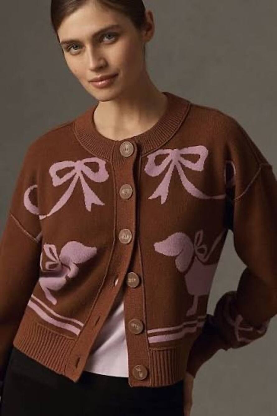 NWT Anthropologie Sutton Cardigan Sweater by Maeve with cute dachshund pattern